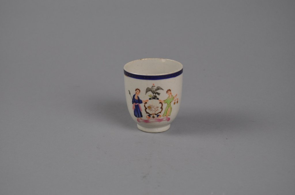 Chinese Export Arms of New York Handled Cup: Armorial Chinese Export Arms of New York Handled Cup; circa 1790-1810 measures (7cm) 2.75" h.