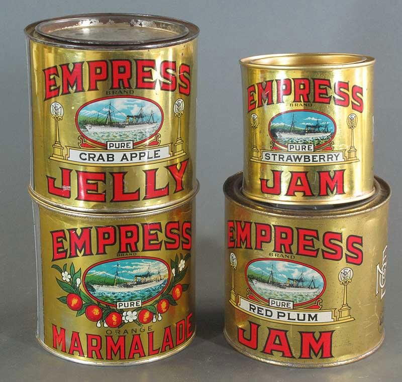 EMPRESS BRAND JAM, JELLY & MARMALADE TINS (4) Mar 17, 2013 Hall's