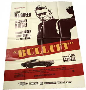 Movie Poster - "Bullitt": Movie Poster - "Bullitt" - Starring Steve McQueen, Jacqueline Bissett, Robert Vaughn, Robert Duvall and Peter Yates - 45 1/2" x 61 1/2"