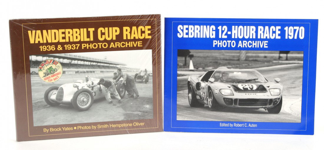 Books (2): Books (2) - Sebring 12 Hour Race, 1970 Photo Archive by Robert C. Auten, Autographed - Vanderbilt Cup Race, 1936 & 1937 Photo Archive by Brock Yates & Smith Hempstone Oliver