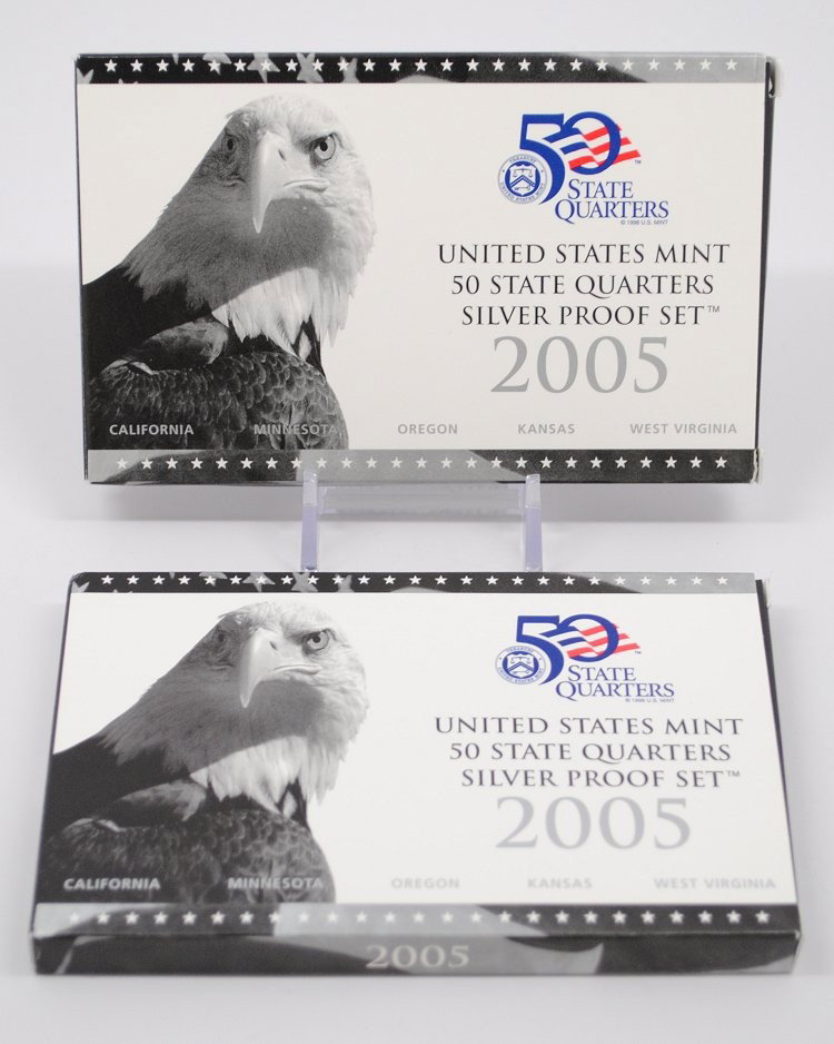2005 GENUINE US MINT 25c SILVER PROOF SET : Winner shall receive (1) set precisely resembling the set shown here. Winner shall receive one (1) 2005 Genuine US Mint 25c Silver Proof Set. EL (KVKN ER)