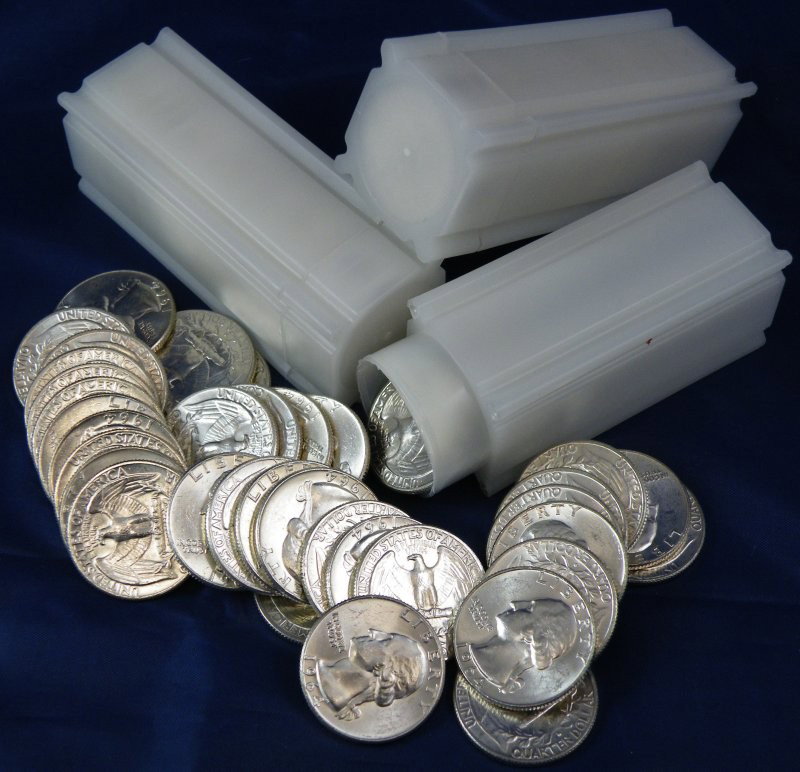 100 PRE-65 BRILLIANT UNCIRCULATED WASHINGTON 90% : Winner shall receive 100 PRE-65 BRILLIANT UNCIRCULATED WASHINGTON 90% SILVER QUARTER DOLLARS WIN ALL RIB (KVMM OBB)