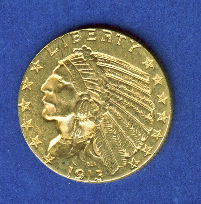 1913 $5 INDIAN GOLD CHOICE AU+ CONDITION: Winner shall receive the exact coin shown here. 1913 $5 INDIAN GOLD CHOICE AU+ CONDITION PEB (KVMM PEB)