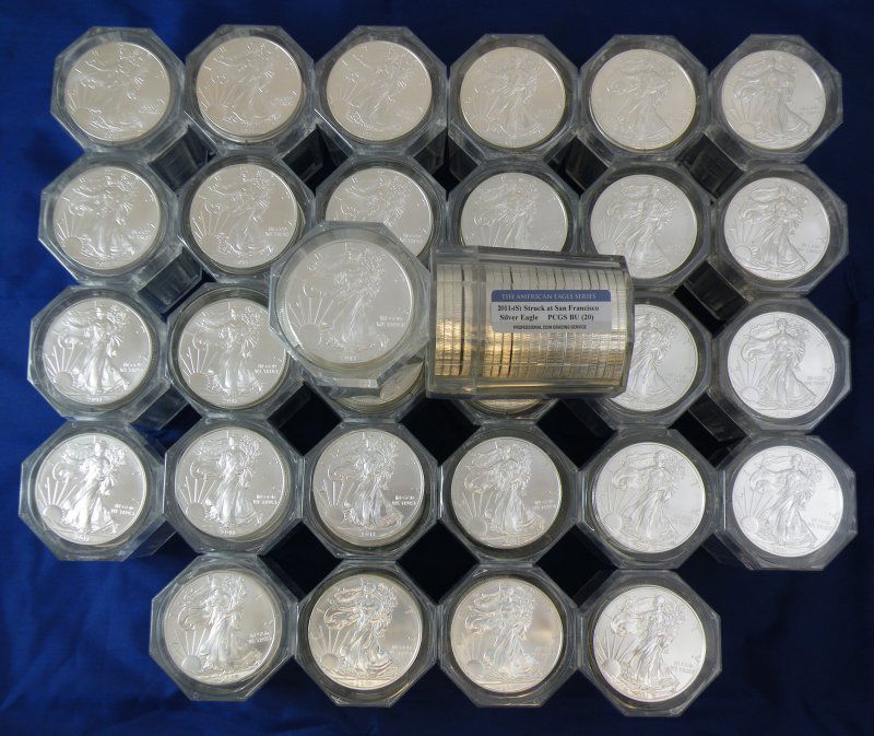 (1) ROLL 2011-S PCGS CERTIFIED AMERICAN SILVER EA: Each roll contains (20) 1 Ounce San Francisco American Silver Eagles. Winner shall receive (1) roll of 2011-S PCGS CERTIFIED SILVER EAGLES (20) 1 OZ SILVER B (KVMM KV/GDC)