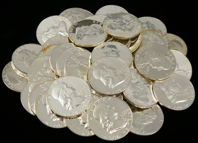 RARE PROOF 1962 FRANKLIN .50c HALF DOLLAR 90% SIL: Each of these silver coins shown here were manufactured by the United States Mint in proof condition. The coins are given special care in their striking and that's what gives the coins their mirro