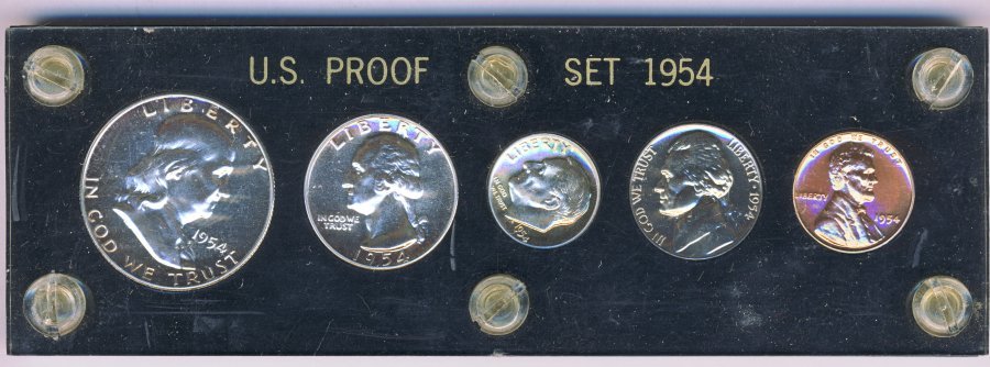 1954 UNITED STATES PROOF SET: One of our biggest clients and most active consignors has been trading proof sets like crazy into pre-1933 certified gold products. That leaves us with a huge mound of proof sets from 1951-1964, and t