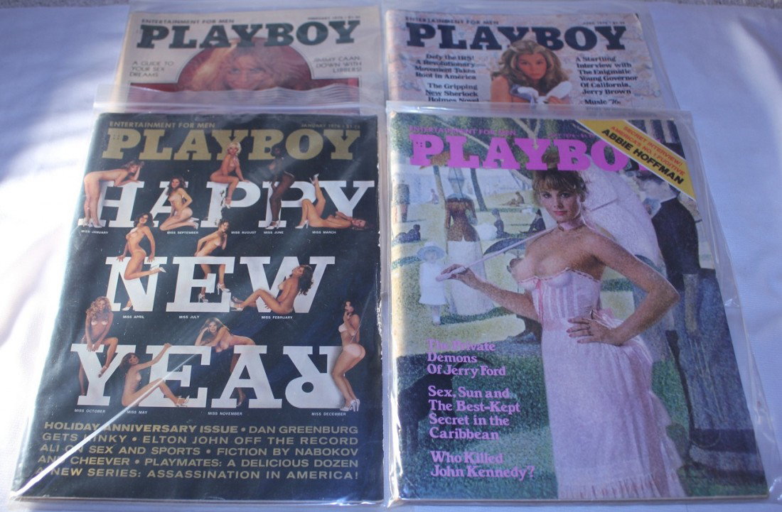LOT OF PLAYBOY MAGAZINES 1976: Lot of six issues, all from 1976, included are January, February, April, May, September, and December. Shipping will be via media mail at approximately $5.00.