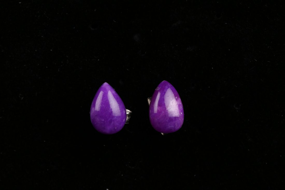Pair of Natural Sugilite Ear Studs. (1 of 6)
