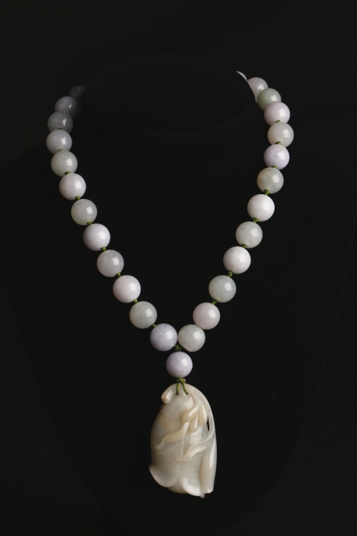 Natural A Grade Lavender Jadeite Beaded Necklace & (1 of 8)