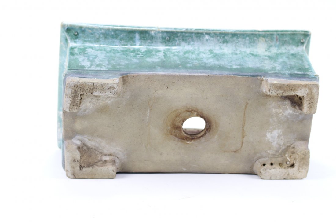 036: Green -glazed rectangular pot - 2
