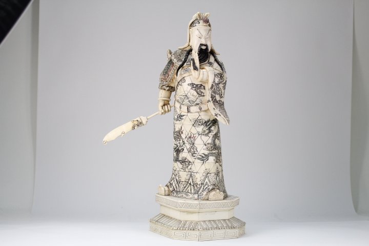 IVORY MADE DUKE GUAN: Fine ivory made Duke Guan.