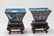 A PAIR OF ENAMEL SQUARE BOWLS WITH FIGURES