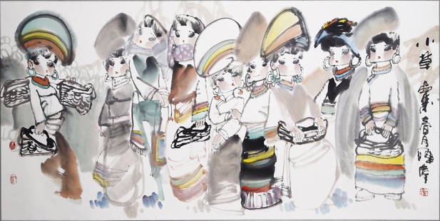Chinese Original Painting By Famous Artist Chen Wei.: Size: 68x138cm. Condition: Good, as shown on pictures.