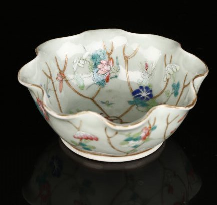 Celadon Glazed Lobe Edged Porcelain Bowl. (1 of 10)