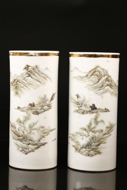 A Pair of Qianjiang Glazed Porcelain Hat Holder (1 of 10)
