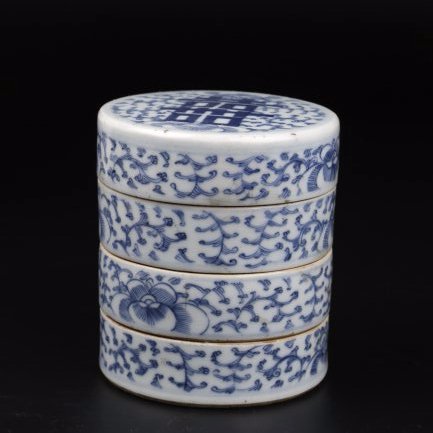 Blue and White Porcelain Three Layers Box. (1 of 10)