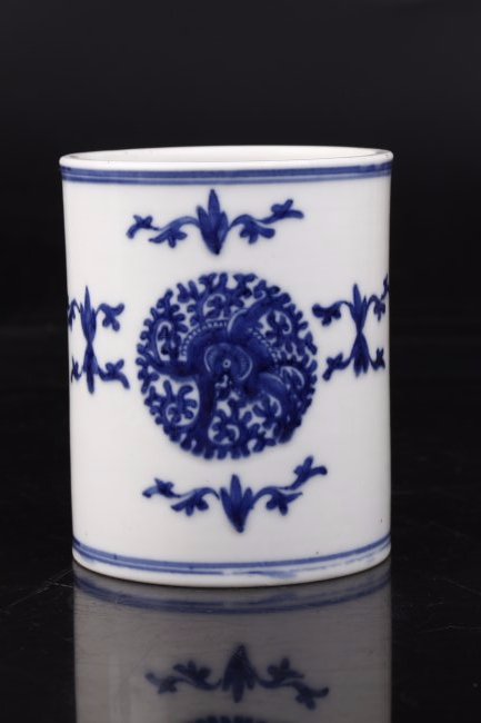 Blue and White Porcelain Brush Holder. (1 of 9)