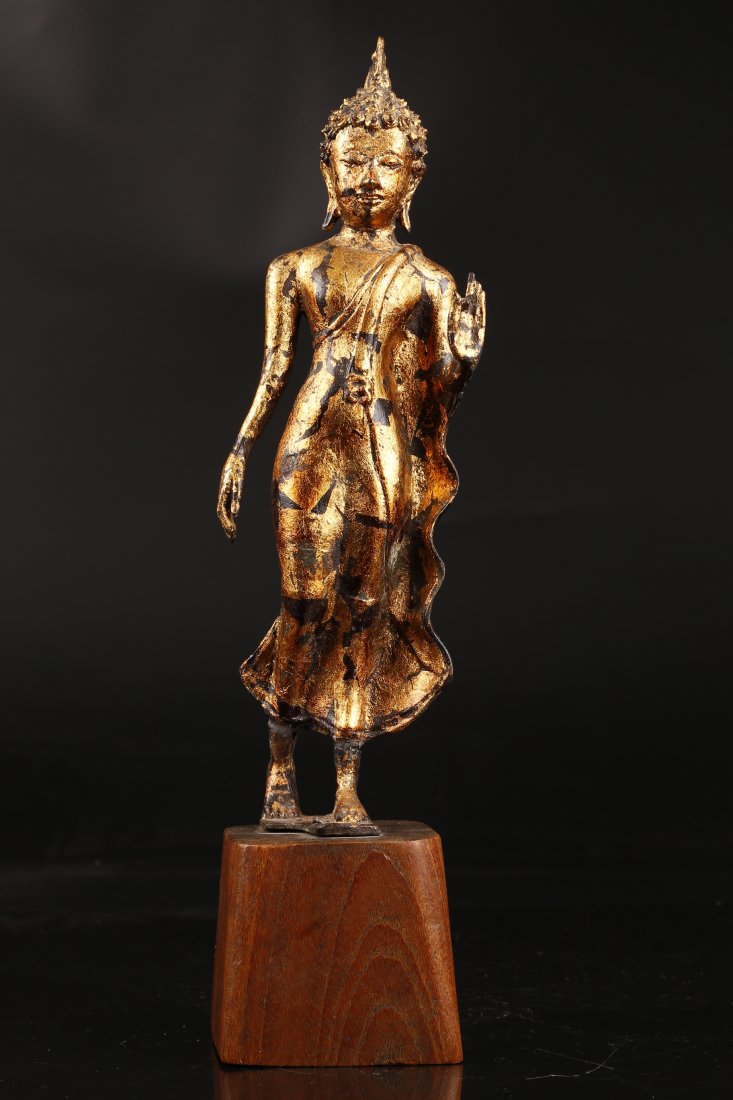 A Gilt-Bronze Walking Buddha, Thailand. (1 of 9)