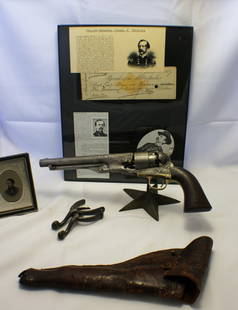 Collector Firearms: One of the most outstanding collections we've seen. Once owned by Major General Daniel E Sickles, consists of a Early Factory Engraved Army Colt, Model 1860 Serial No 124004. Engraved by Gustave Young