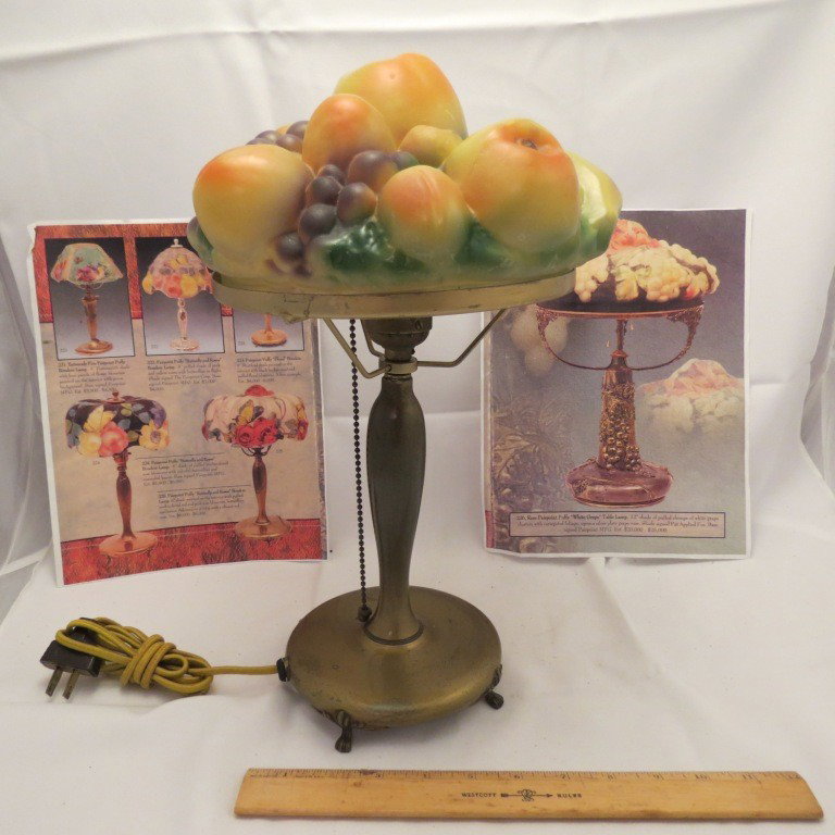Vintage Lamps: Pairpoint "Puffy" Fruit Bowl Shade. Near perfect condition, working lamp,marked, Exceptional,very hard to find in such good shape