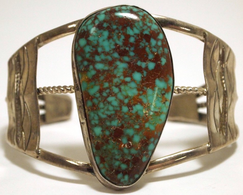 Old Pawn Navajo Crow Springs Turquoise Sterling Silver : Old Pawn Navajo Crow Springs Turquoise Sterling Silver Cuff Bracelet - ADY Measures 5-3/4" around with a 1-1/8" gap, 2" wide. Weight: 49.3g SKU: br1521