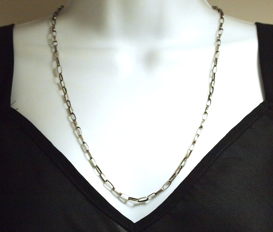 Navajo 30 Sterling Silver Handmade Link Necklace Chain : Navajo 30 Sterling Silver Handmade Link Necklace Chain - Sally Shirley Measures 30" around by 1/8" wide. Weight: 7.4g SKU: nc0003"