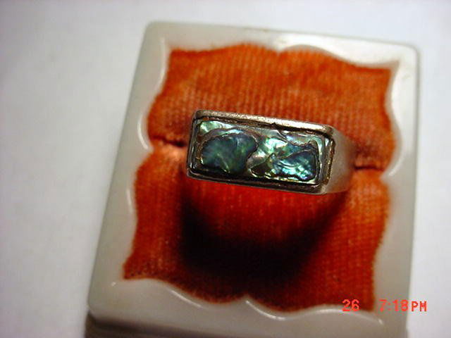 STERLING ABALONE RING SIZE 8.5: STERLING ABALONE RING SIZE 8.5