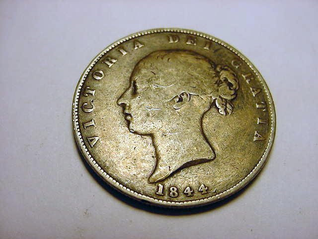 1844 BRITISH HALF CROWN: 1844 BRITISH HALF CROWN