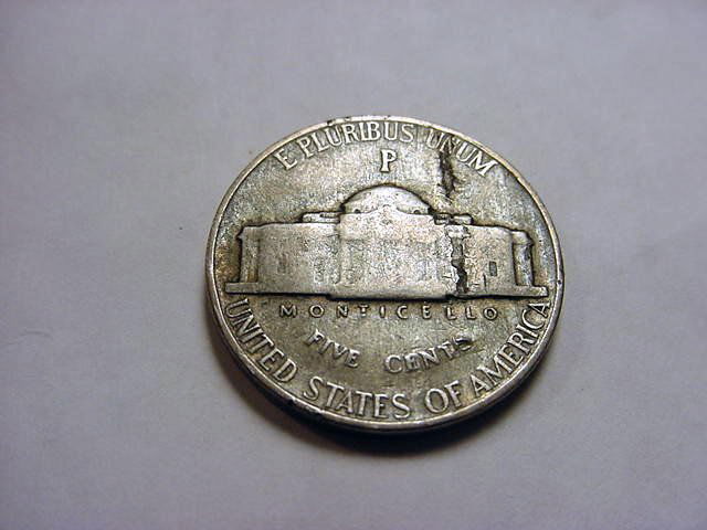 1943-P SILVER WARNICKEL LAMINATION ERROR: 1943-P SILVER WARNICKEL LAMINATION ERROR