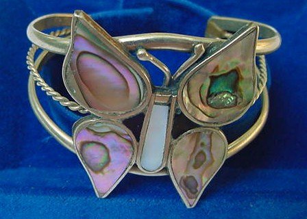 VINTAGE ABALONE BUTTERFLY BRACELET: VINTAGE ABALONE BUTTERFLY BRACELET