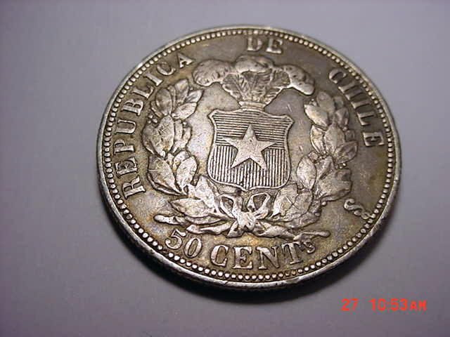 1866 CHILE 50 CENTAVOS: 1866 CHILE 50 CENTAVOS