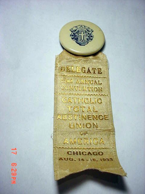 1936 CATHOLIC ABSTINENCE RIBBON: 1936 CATHOLIC ABSTINENCE RIBBON