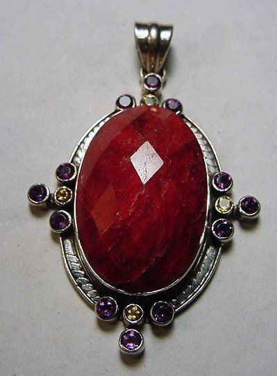 LARGE STERLING RUBY PENDANT: LARGE STERLING RUBY PENDANT