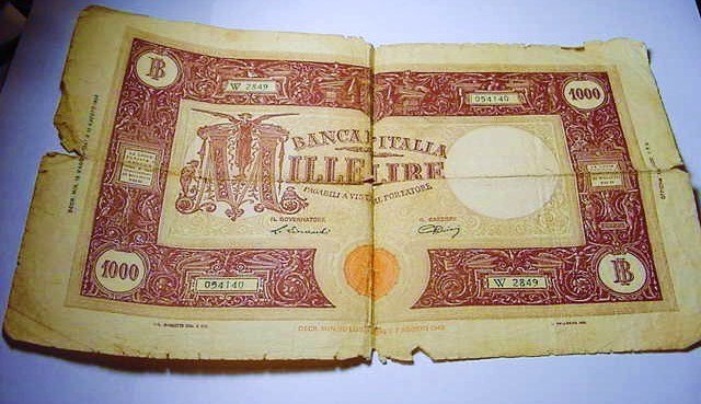 1943 ITALY 1000 LIRE BANKNOTE: 1943 ITALY 1000 LIRE BANKNOTE