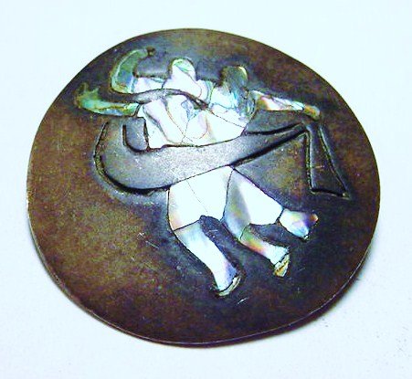 LOS BALLESTEROS STERLING ABALONE PIN / PENDANT: LOS BALLESTEROS STERLING ABALONE PIN / PENDANT