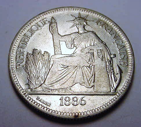 1886 FRENCH INDO-CHINA [VIET NAM] PIASTRE: 1886 FRENCH INDO-CHINA [VIET NAM] PIASTRE