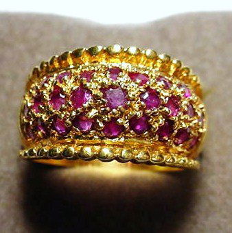 GOLD GILT STERLING RUBY RING SIZE 8: GOLD GILT STERLING RUBY RING SIZE 8