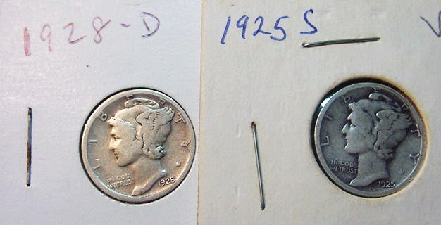 1925-S & 1928-D MERCURY DIMES: 1925-S & 1928-D MERCURY DIMES