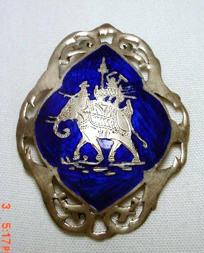 VINTAGE SIAM STERLING ENAMEL PIN: VINTAGE SIAM STERLING ENAMEL PIN