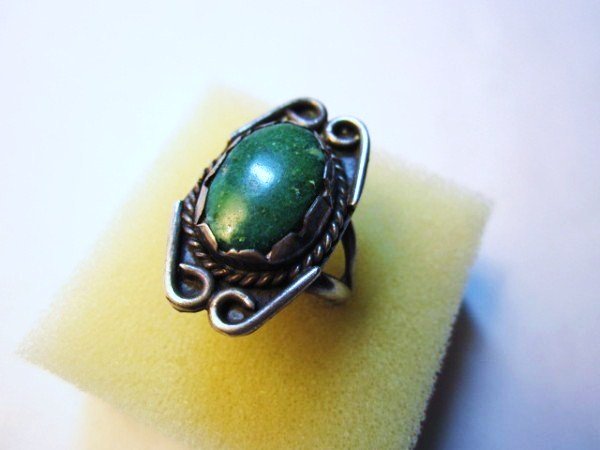 NAVAJO SILVER TURQUOISE RING SIZE 5: NAVAJO SILVER TURQUOISE RING SIZE 5