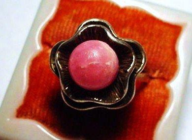 VINTAGE STERLING ROSE QUARTZ RING SIZE 7.5: VINTAGE STERLING ROSE QUARTZ RING SIZE 7.5