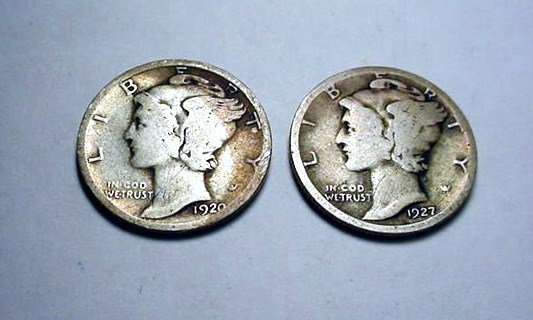 1920-D & 1927-S MERCURY DIMES: 1920-D & 1927-S MERCURY DIMES