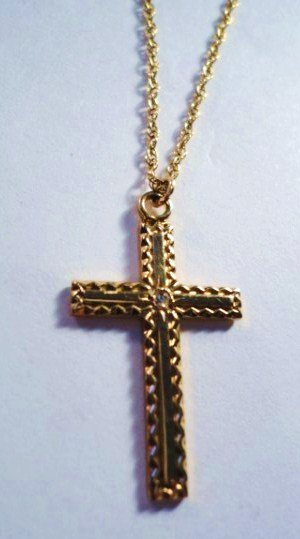 14K GOLD FILLED CROSS WITH DIAMOND GOLD FILLED CHA: 14K GOLD FILLED CROSS WITH DIAMOND GOLD FILLED CHAIN