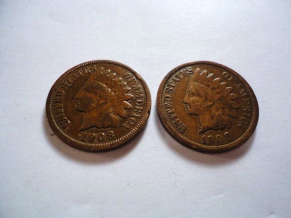 [2] 1908 INDIAN CENTS: [2] 1908 INDIAN CENTS