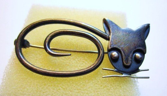 DEL FINO TAXCO MEXICO STERLING CAT PIN: DEL FINO TAXCO MEXICO STERLING CAT PIN