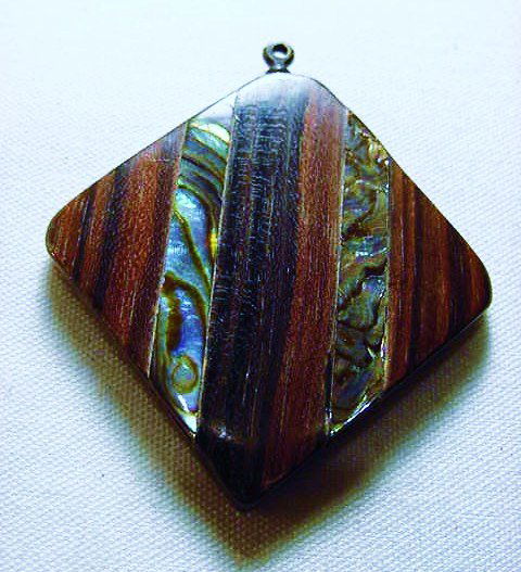 TEAKWOOD ABALONE PENDANT: TEAKWOOD ABALONE PENDANT