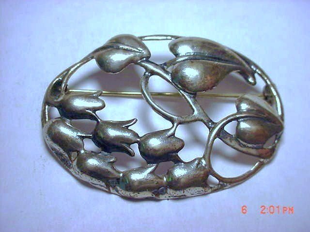 VINTAGE STERLING FLORAL PIN: VINTAGE STERLING FLORAL PIN