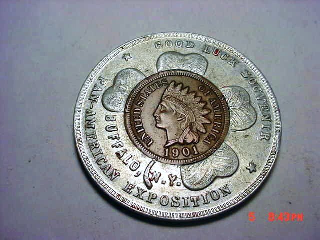 1901 PAN AM EXPO ENCASED INDIAN CENT: 1901 PAN AM EXPO ENCASED INDIAN CENT