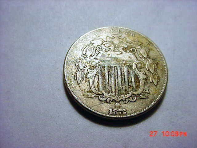 1872 SHIELD NICKEL: 1872 SHIELD NICKEL