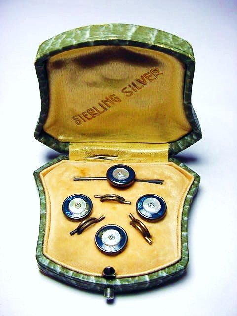 STERLING TUXEDO SET IN FITTED ORIGINAL CASE: STERLING TUXEDO SET IN FITTED ORIGINAL CASE